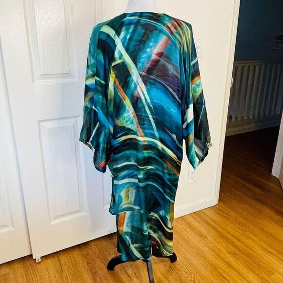Johnny Was x Biya Silk Blend Oversize Button Up Shirt Tunic Dress Cover-up Size - Picture 11 of 11